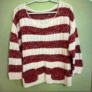 Talbots Red and White Crew Neck Sweater